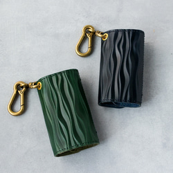 送料無料 栃木レザー キャニオン 型押し 日本製 カラビナ 付き キーケース コインケース PAOLO グリーン 本革 10枚目の画像