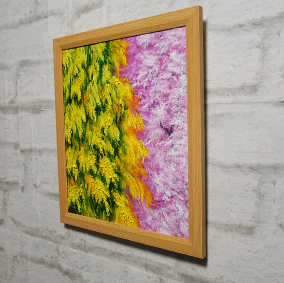 油絵 油彩 油彩画 絵 絵画 【ミモザと桜】 5枚目の画像