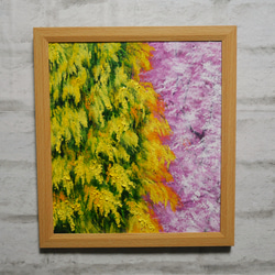 油絵 油彩 油彩画 絵 絵画 【ミモザと桜】 6枚目の画像