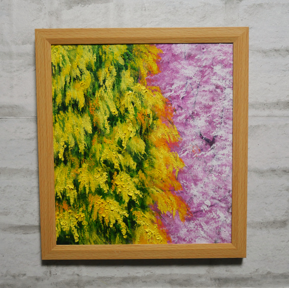 油絵 油彩 油彩画 絵 絵画 【ミモザと桜】 6枚目の画像