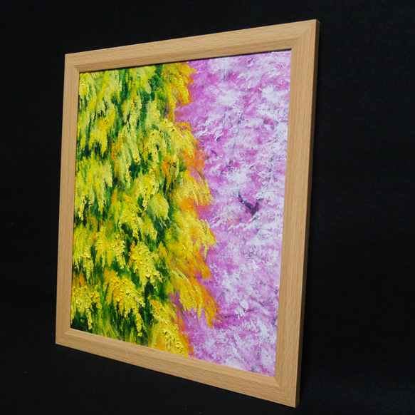 油絵 油彩 油彩画 絵 絵画 【ミモザと桜】 8枚目の画像