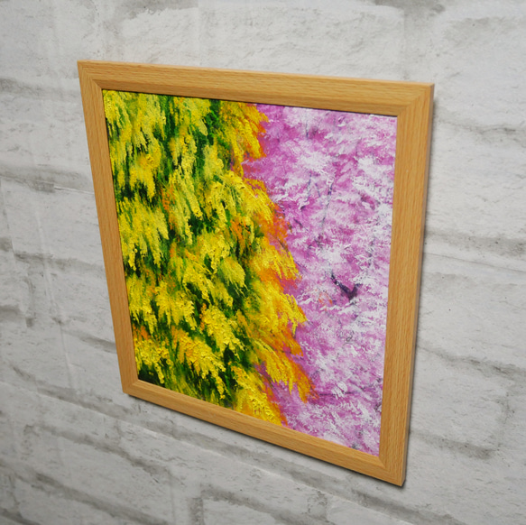 油絵 油彩 油彩画 絵 絵画 【ミモザと桜】 2枚目の画像