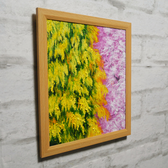 油絵 油彩 油彩画 絵 絵画 【ミモザと桜】 4枚目の画像