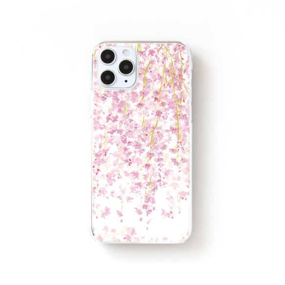 【スマホケース】しだれ桜 オールドピンク【クリアケース】iPhone/Android ほぼ 全機種対応 1枚目の画像