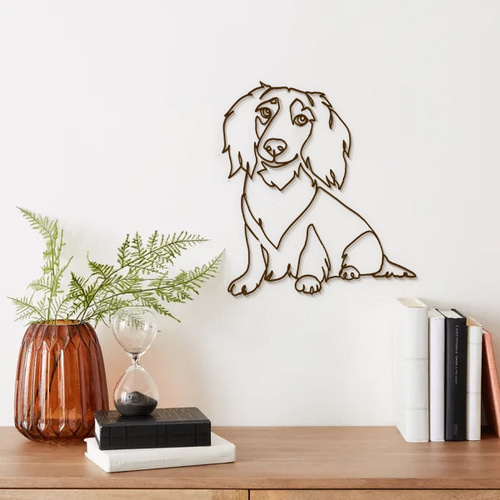 ダックスフントのワイヤーアート ウォールステッカー・ウォールデコ
