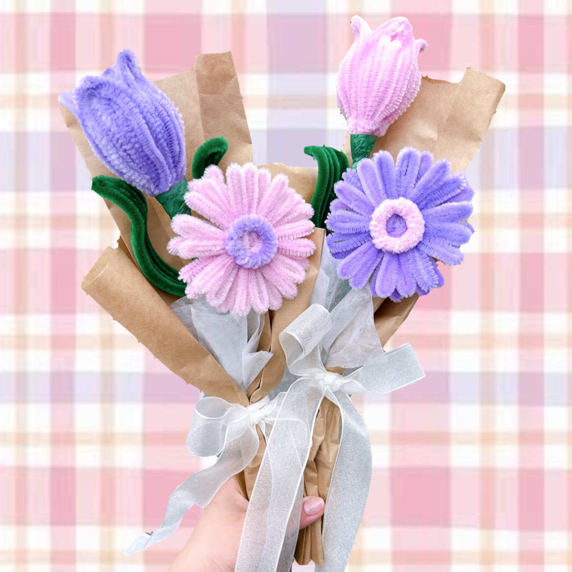 az モールフラワー　デイジー6束　枯れないお花　ハンドメイド　卒業・入学 az モールフラワー デイジー6束 枯れないお花 ハンドメイド 卒業