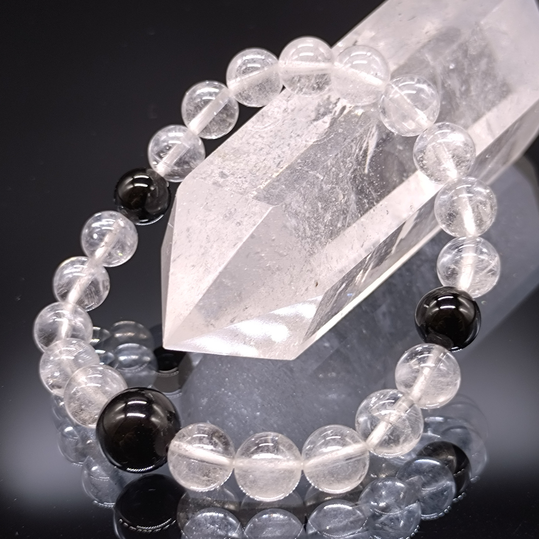 ヒマラヤ水晶・モリオン・8mm(親玉10mm)【最高品質・鑑別済み】ブレスレット