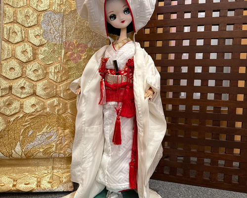 昭和レトロ人形カスタム 白無垢 打ち掛け人形 立体・オブジェ 凛子