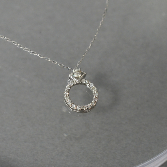一点物＞プラチナ/天然ダイヤモンド リングモチーフネックレス0.1ct