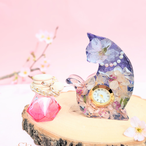 夜桜 桜 和柄 猫 5個セット チャーム ショップ 夜桜桜和柄猫5個セット