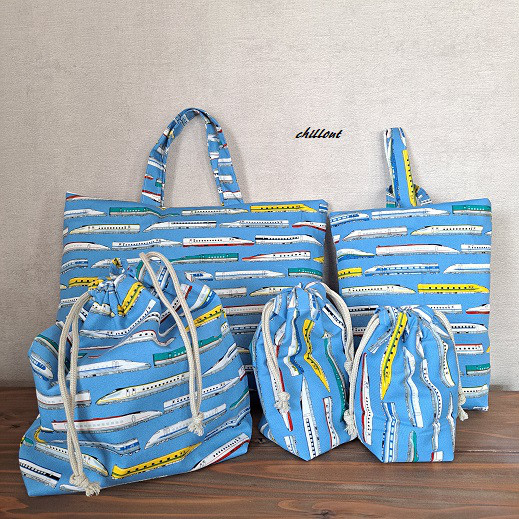 【新幹線】入園バッグ5点セット：トレイン：ブルー【0835】