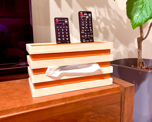 1207】ウッドレジン 波模様 リモコンラック 収納ケース インテリア
