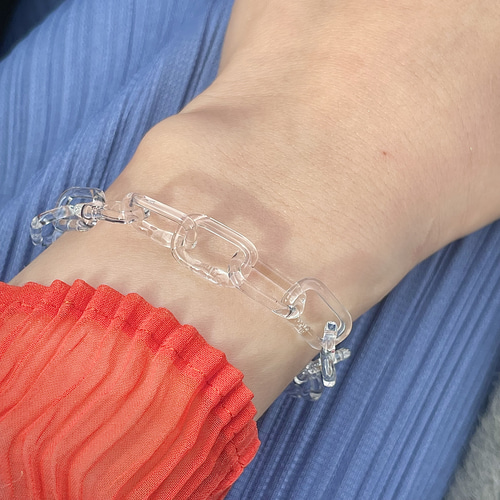 ガラスのチェーンブレスレット 透明 氷 ブレスレット 111glass 通販