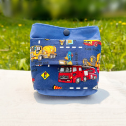 消防車&ミキサー車【はたらく車柄】移動ポケット☆ふたなし⭐︎まち