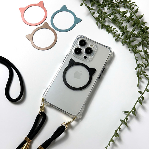 iPhone限定 猫耳Magsafeリング 【 TPUクリアケース 】 マグセーフ