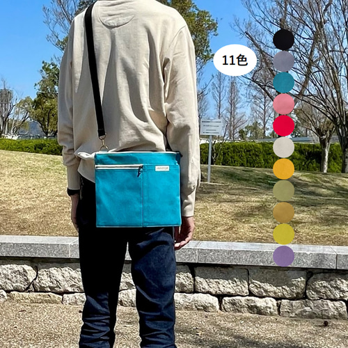 11色☆ワイド 帆布 サコッシュ iPad ショルダーバッグ 長財布