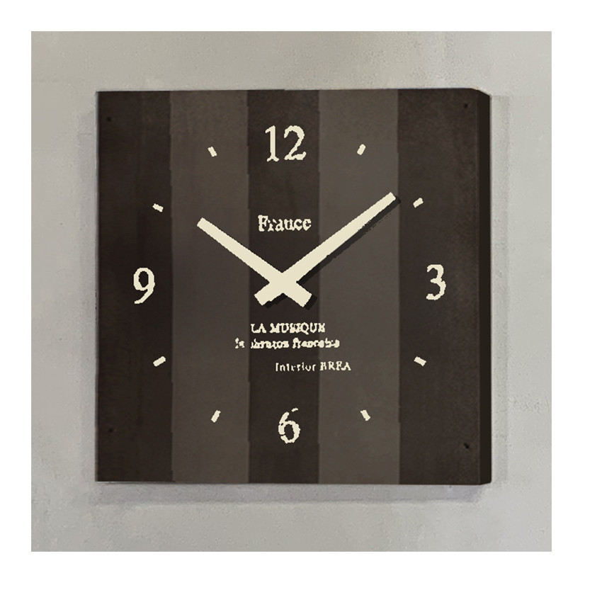壁掛け時計 スクエア ストライプ 22cm角  BREA-1586-ST-GY