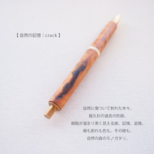 S】PEN crack 【屋久杉×屋久鹿角｜ノック式】○ 木軸/屋久杉/屋久鹿角