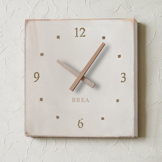 壁掛け時計 かわいい しかくい時計 静音タイプ BREA-1586-5