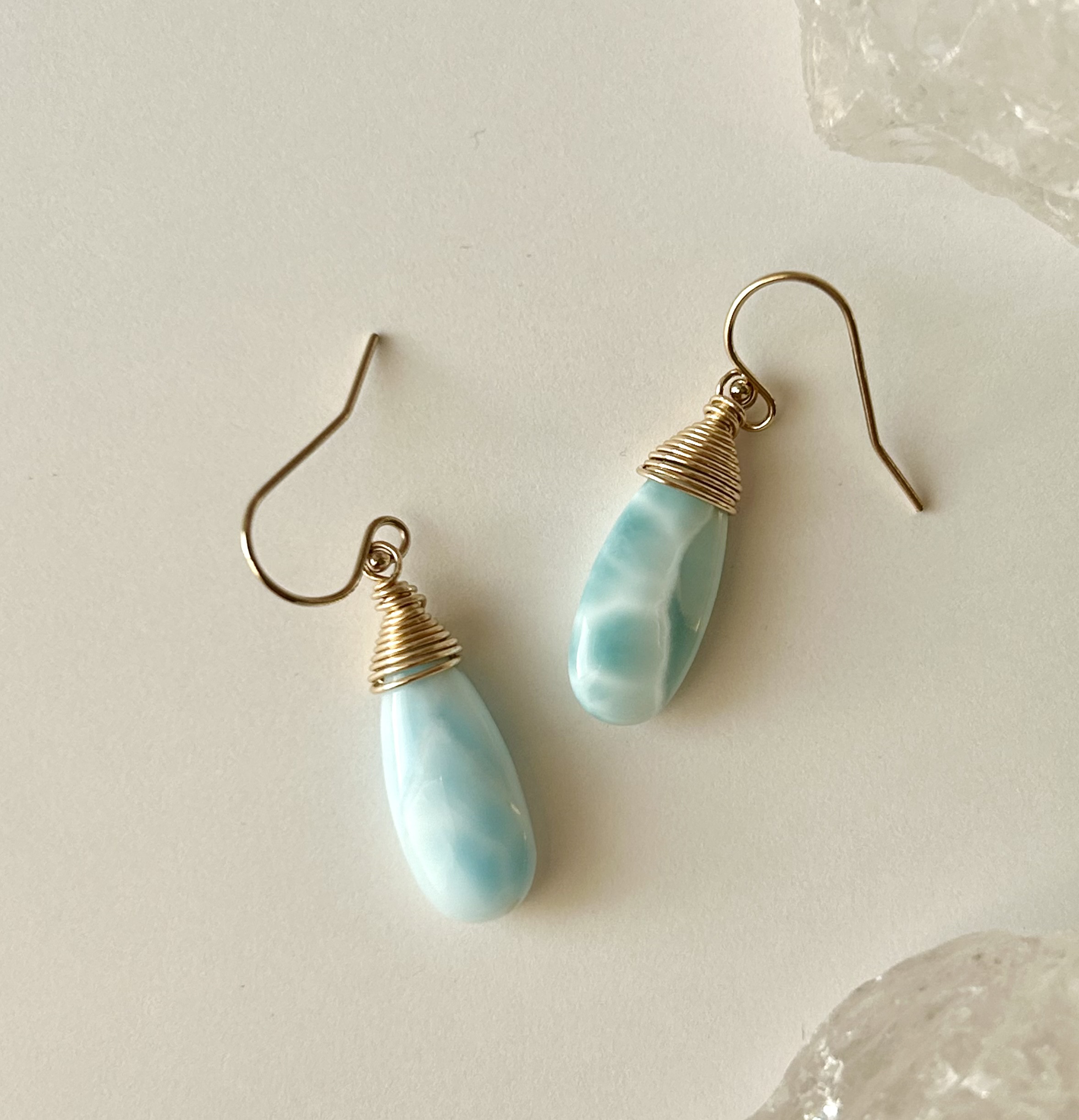 14kgf ラリマー　ペアシェイプピアス