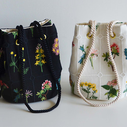 数量限定! フラワー刺繍 2way ポシェットマリンバッグ　エクリュホワイト　ミニショルダー　ボタニカル 13枚目の画像