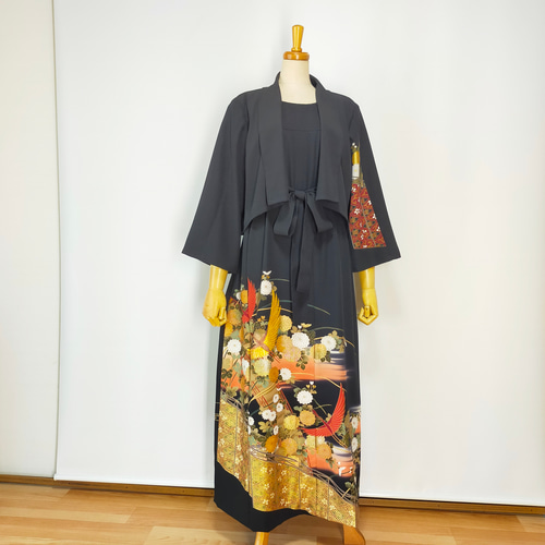 黒留袖アンサンブル*フレンチワンピース+ショールカラーボレロ