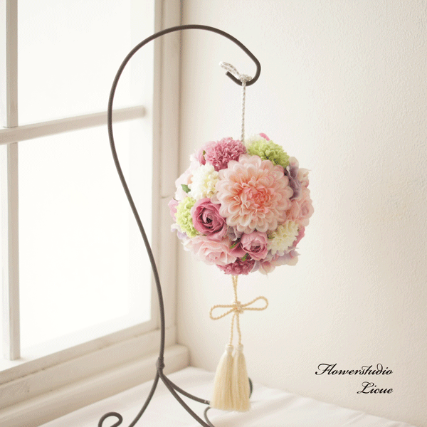 胡蝶蘭とダリアとマムのボールブーケ♡アーティフィッシャルフラワー