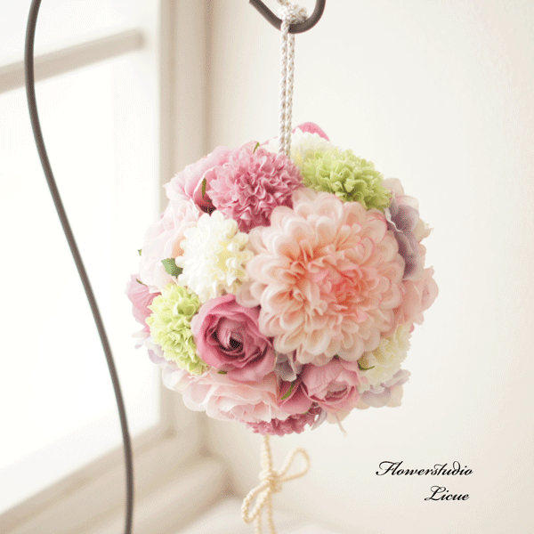 胡蝶蘭とダリアとマムのボールブーケ♡アーティフィッシャルフラワー