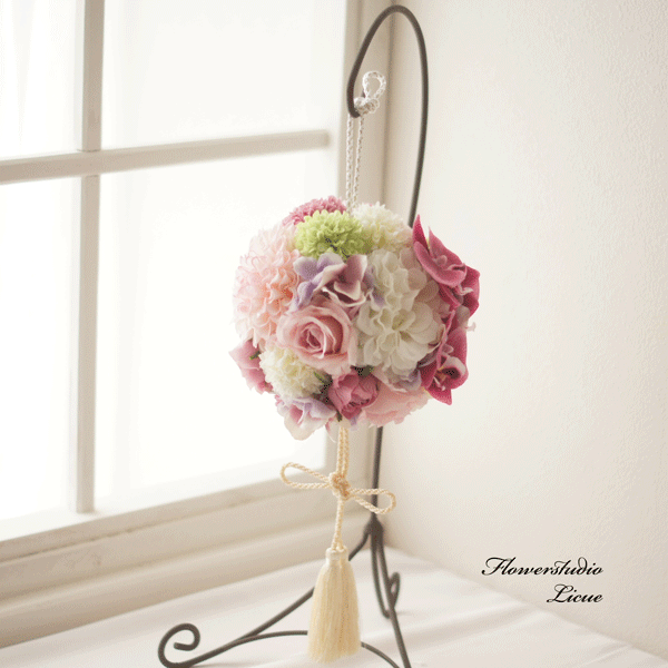 胡蝶蘭とダリアとマムのボールブーケ♡アーティフィッシャルフラワー