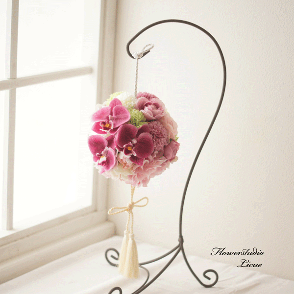 胡蝶蘭とダリアとマムのボールブーケ♡アーティフィッシャルフラワー