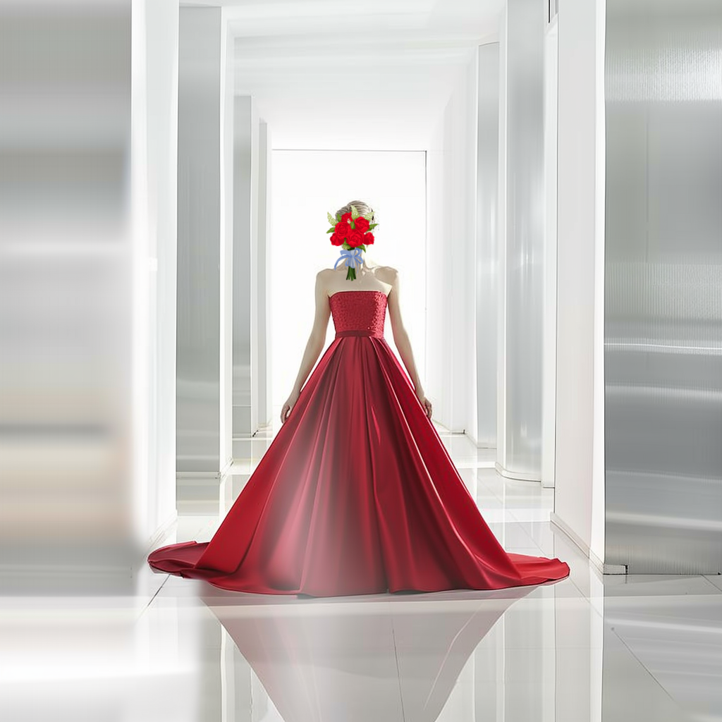 赤いカラードレス  　サテンドレス　ベアトップ　ショートトレーン　パーティー　結婚式　前撮り　二次会　結婚式 披露宴