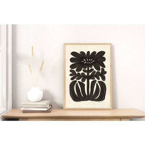 北欧 風 インテリア アート ポスター【 dandelion. 】black :/154