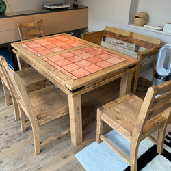 セール《SALE》レトロ柄タイルカフェテーブル《サファイアブルー