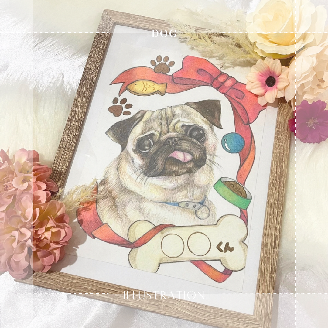 【オーダー】愛しの子イラスト(色鉛筆Ｖｅｒ．) うちの子 オーダーメイド ペットグッズ ペットイラスト