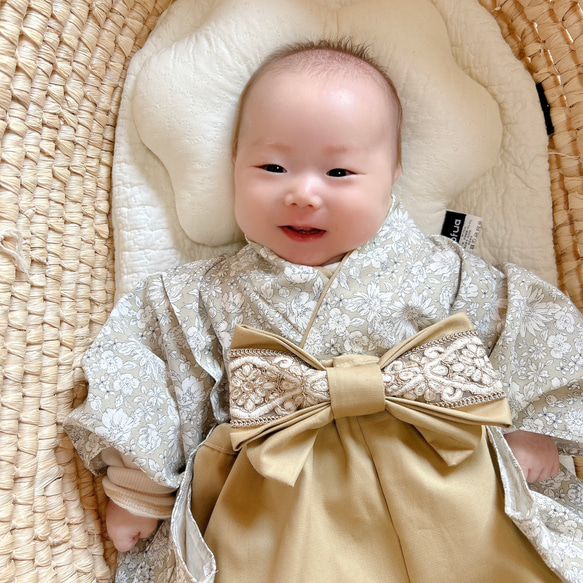 60-100ワンサイズ）こどもの日 ベビー袴 ベビー着物 お食い初め 初節句