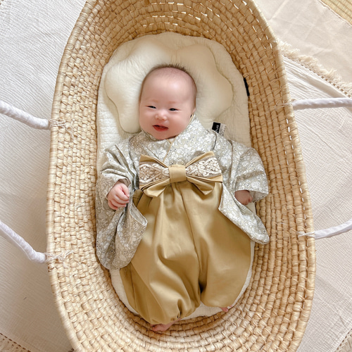 60-100ワンサイズ）こどもの日 ベビー袴 ベビー着物 お食い初め 初節句