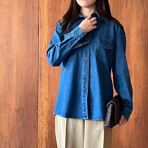 新送0】取り入れやすい薄手デニムシャツダンガリーシャツ【ダンガリー