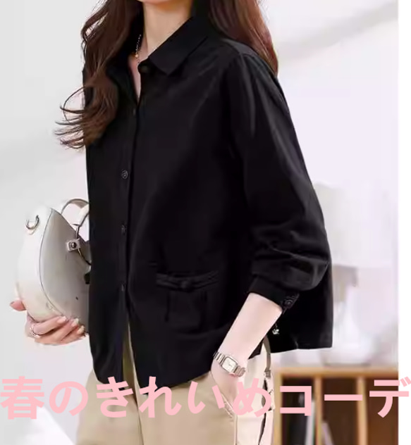 春と秋の新作爆金ファッションカジュアル洋風婦人服コート工装ゆったり長袖上着 2枚目の画像