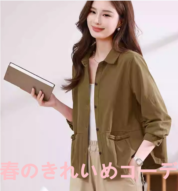 春と秋の新作爆金ファッションカジュアル洋風婦人服コート工装ゆったり長袖上着 4枚目の画像