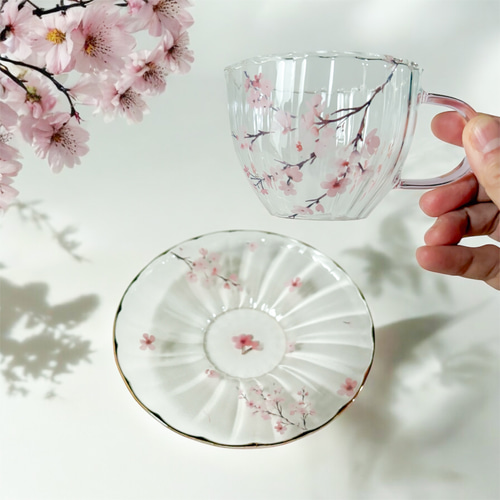 再再販】桜咲くガラスティーポットのみ カップ＆ソーサーはオプション