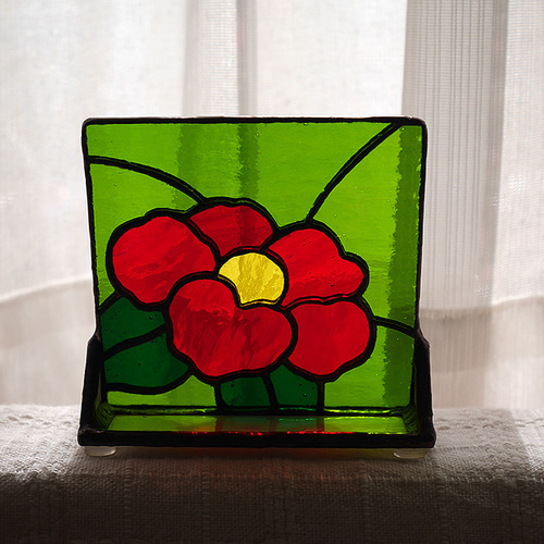 ステンドグラス 椿 パネル 置き飾り その他インテリア雑貨 glassbee88