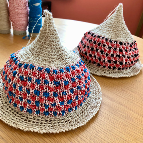 kanon 手編みの帽子　二点 Kids size] How to knit a boater hat ☆ [crochet] Kids (KIDS