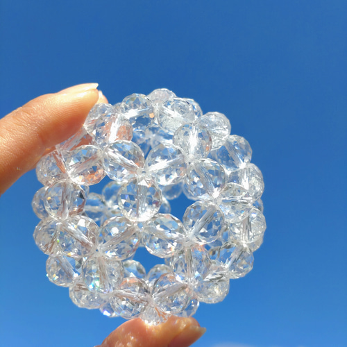 愛と調和】 フラーレン 水晶96面トライアングルカット 10mm