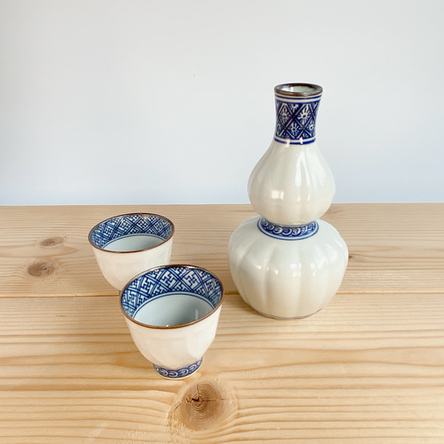 アウトレット> 京焼 清水焼 山本壹楽 壹楽窯 小紋 徳利 4 おちょこ