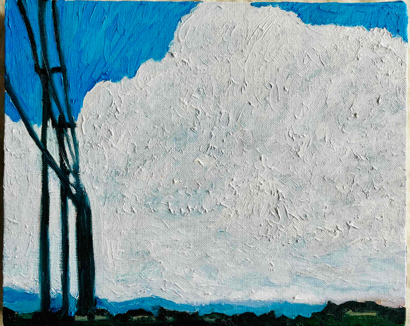 22×27㎝「住宅の在る風景」油彩・原画・F3