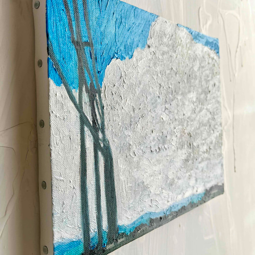 22×27㎝「巨大雲の在る風景 20253」油彩・F3・原画 絵画 かいがのみせ 