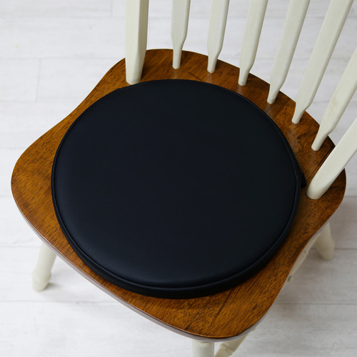 黒　布製　円形椅子　ヴィンテージ 椅子用クッション(CC6525)-丸いチェアパッド・ウィンザーチェア用円形