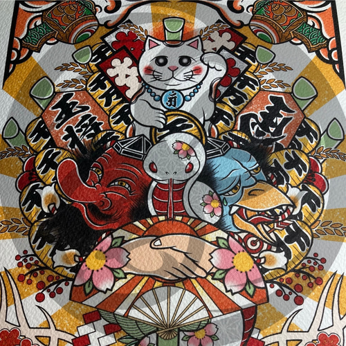 手書き絵画 楽天市場】【八〇サイズ】当社オリジナルの風水開運版画STAFS 赤