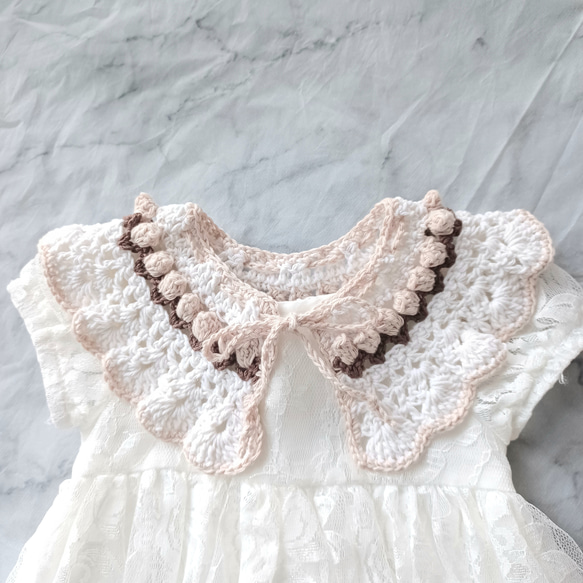 ベビー キッズ かぎ編み つけ襟 スタイ チューリップ スタイ