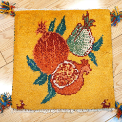 アウトレット】ペルシャ ギャッベ ミニマット 38.5x41cm ザクロ アウトレット】ペルシャ ギャッベ ミニマット 38.5x41cm ザクロ